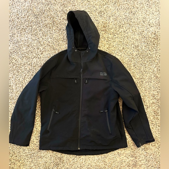 Gravel Gear Other - Men’s Gravel Gear Black Heavy Lined Rain / Snow Jacket with Hood, Size XL